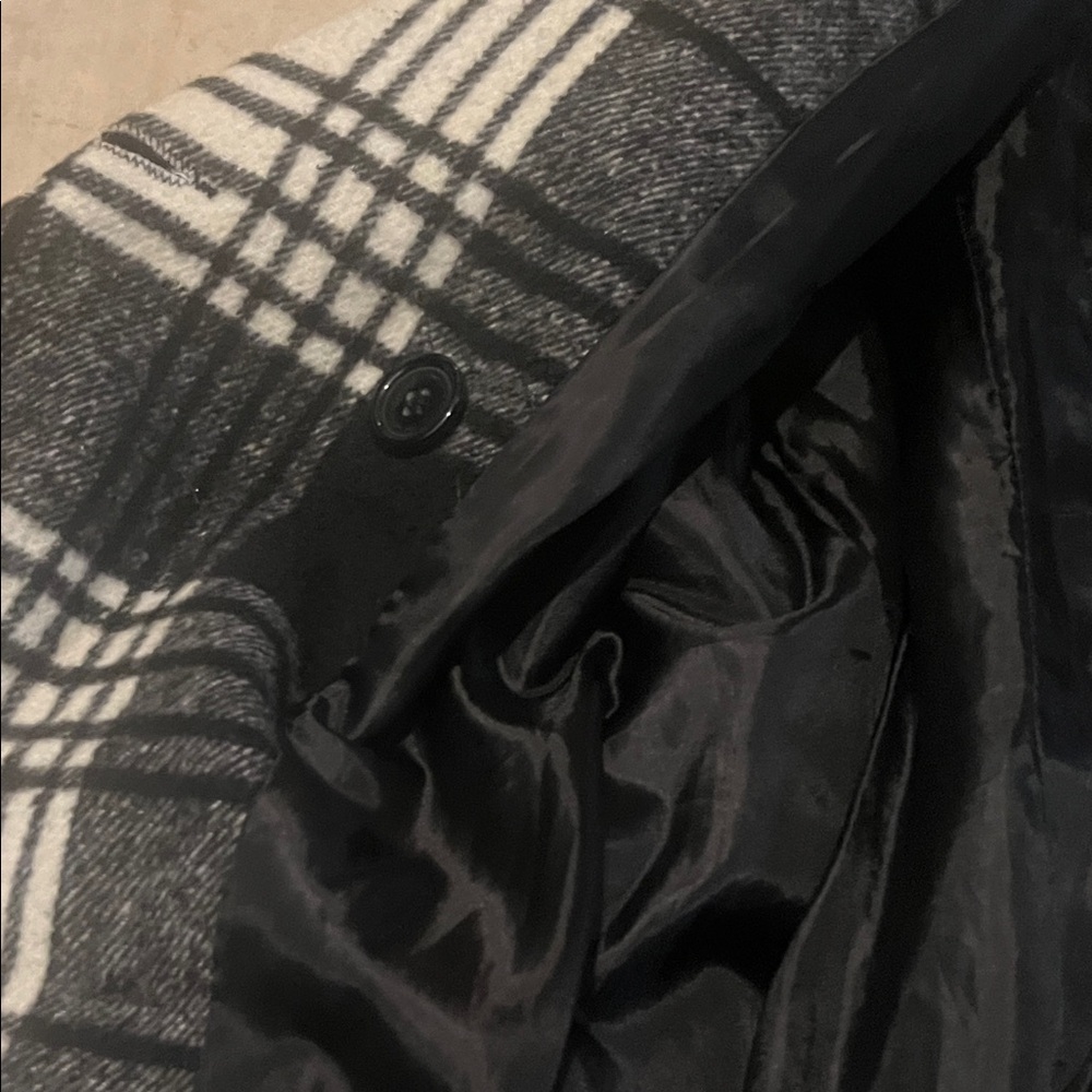 Jou Jou Black and White Plaid Trench Coat - Picture 6 of 11